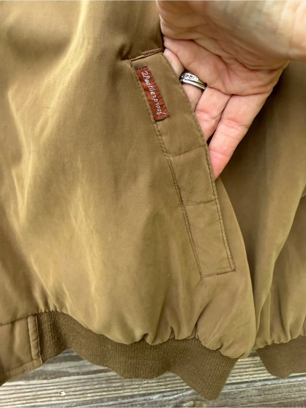 Weatherproof Garment Co Tan Microfiber Bomber Jacket Mens Size XL Full Zip